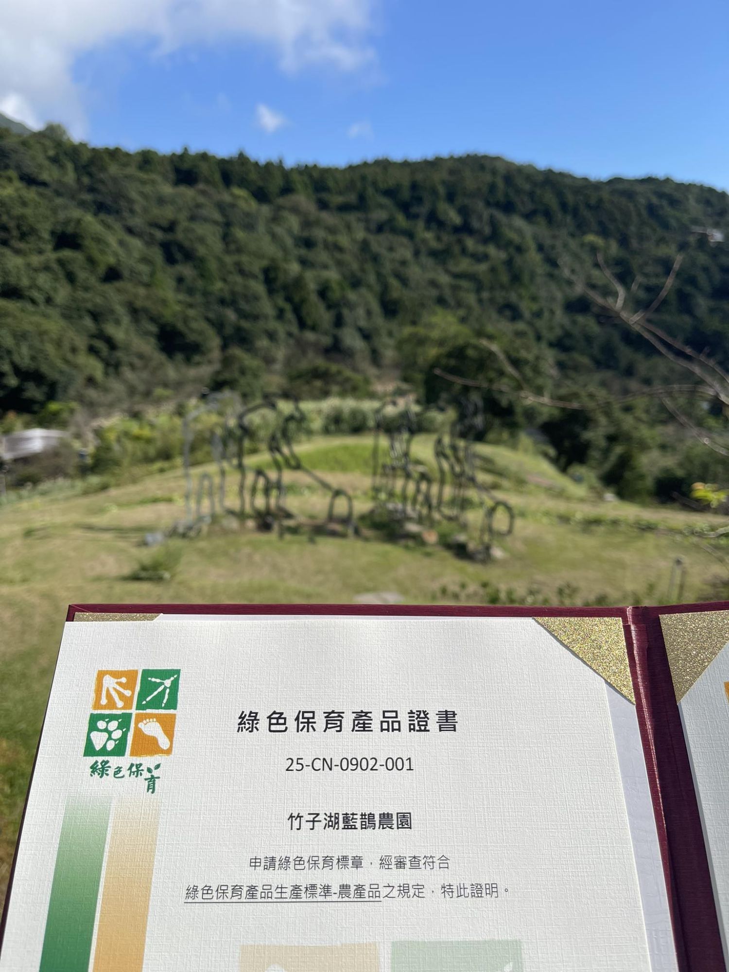 藍鵲農園通過綠色保育認證！